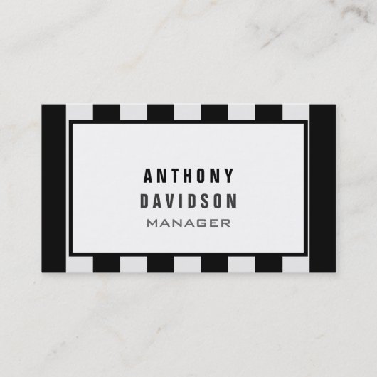 Zwart wit patroonrand gestreepte Visitekaartje (Voorkant)