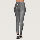 Zwart-wit Paw Print Diagonale Stripe Workout Leggings (Achterkant)