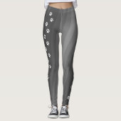 Zwart-wit Paw Print Diagonale Stripe Workout Leggings (Voorkant)