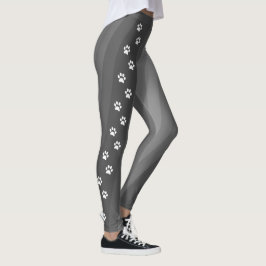 Zwart-wit Paw Print Diagonale Stripe Workout Leggings