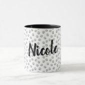Zwart-wit Paw Print Gepersonaliseerde Mok Nicole (Midden)