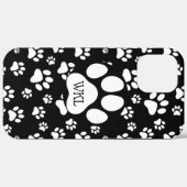 Zwart-wit Paw Print Monogram Case-Mate iPhone Case (Achterkant (horizontaal))