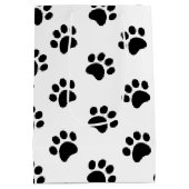 Zwart wit paw print patroon medium cadeauzakje (Achterkant)