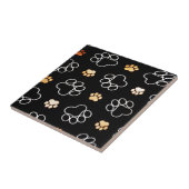 Zwart wit paw print patroon tegeltje (Zijkant)