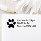 Zwart-wit Paw Print Retouradreslabel Etiket (Insitu)
