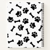 Zwart-wit Paw Print Spiraalvormig Notitieboek (Achterkant)