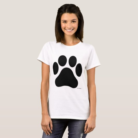 Zwart-wit Paw Print Vrouwen T-shirt (Voorkant volledig)