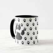 Zwart-wit Paw prints Gepersonaliseerde foto Mok (Voorkant links)