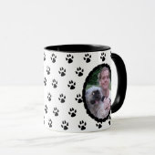 Zwart-wit Paw prints Gepersonaliseerde foto Mok (Voorkant rechts)