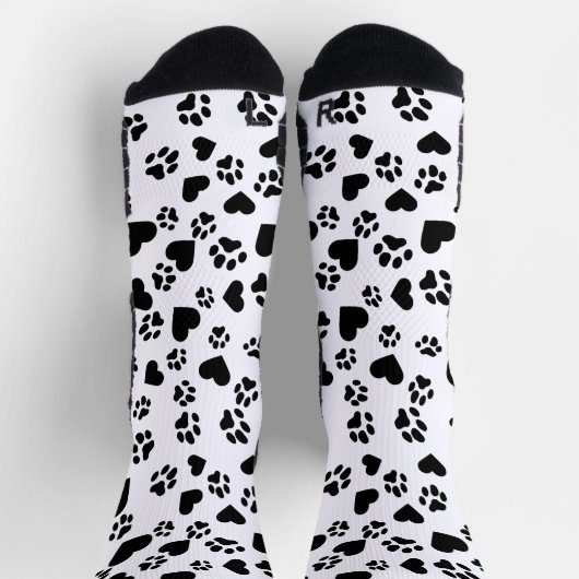 Zwart-wit Paw Prints Patroon Sokken (Top)