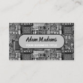 Zwart-wit PCB Printed Circuit Board QR Code Visitekaartje (Voorkant)