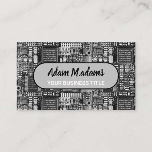 Zwart-wit PCB Printed Circuit Board QR Code Visitekaartje (Voorkant)