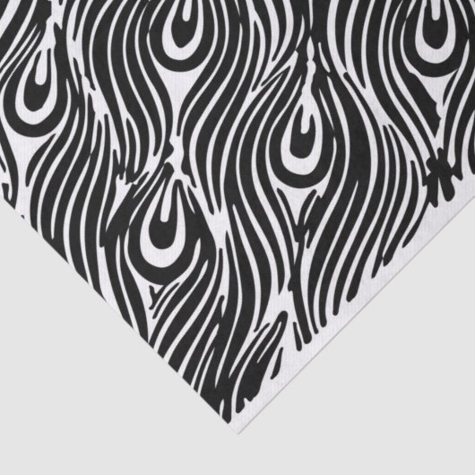 Zwart-wit Peacock-ventilator Tissuepapier (Detail)