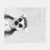 Zwart-wit Peekaboo Lemur Minimalist Nursery Fleece Deken (Voorkant (Horizontaal))