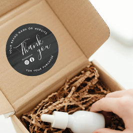 Zwart Wit Penseel Bedankt Social Media Ronde Sticker