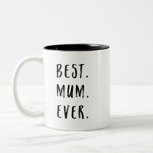 Zwart-wit penseel belettering beste mama ooit tweekleurige koffiemok