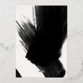 Zwart wit penseelpenseeltypografisch baby shower folie uitnodiging (Achterkant)