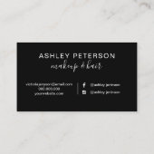 Zwart wit penseelstreek haar make-up typografie visitekaartje (Achterkant)