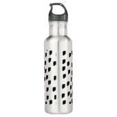 Zwart-wit penseelstreek monogram waterfles (Achterkant)