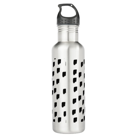 Zwart-wit penseelstreek monogram waterfles (Achterkant)