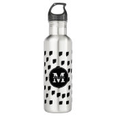 Zwart-wit penseelstreek monogram waterfles (Voorkant)