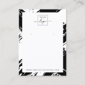 Zwart-wit penseelstreken oorbel display kaart visitekaartje (Voorkant)