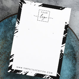 Zwart-wit penseelstreken oorbel display kaart visitekaartje