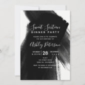 Zwart-wit penseelstreken typografie Sweet 16 Kaart (Voorkant)