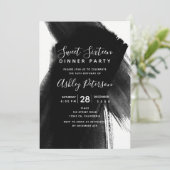 Zwart-wit penseelstreken typografie Sweet 16 Kaart (Staand voorkant)