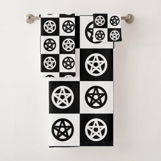 Zwart-wit Pentacle dambord Bad Handdoek (Insitu)
