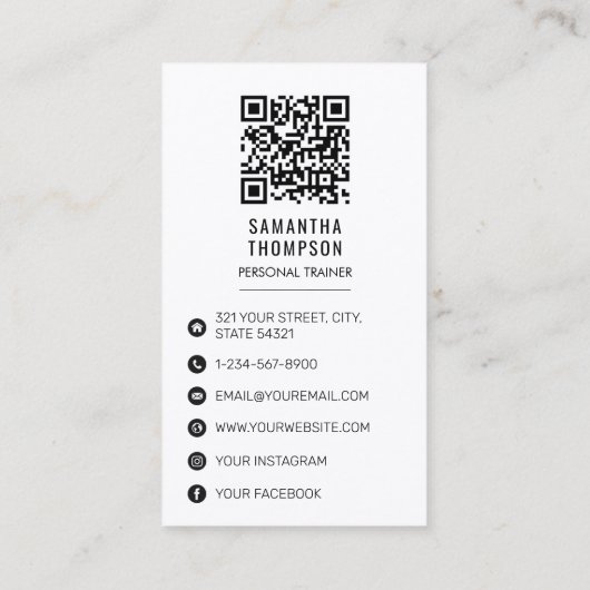 Zwart Wit Personal Trainer Fitness Custom Foto Visitekaartje (Achterkant)