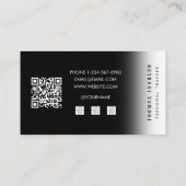 Zwart Wit Personal Trainer Fitness Foto QR-code Visitekaartje (Achterkant)