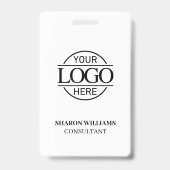 Zwart-wit personeels-ID met aangepast bedrijfslogo Badge (Achterkant)