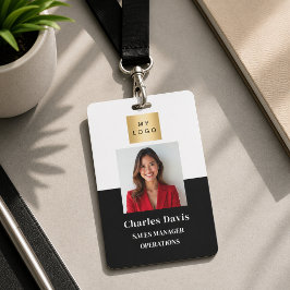 Zwart-wit personeelsfoto ID bedrijfsbeveiliging Badge