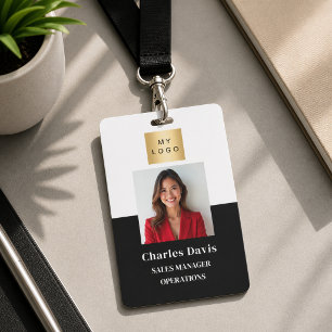 Zwart-wit personeelsfoto ID bedrijfsbeveiliging Badge