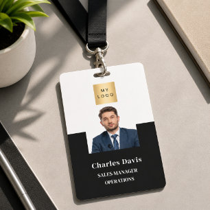 Zwart-wit personeelsfoto ID bedrijfsbeveiliging Badge