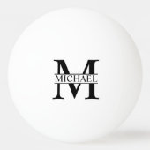 Zwart-wit, persoonlijk ingesteld monogram en naamp pingpongbal (Achterkant)