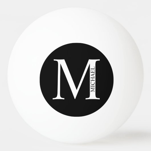 Zwart-wit, persoonlijk ingesteld monogram en naamp pingpongbal (Achterkant)