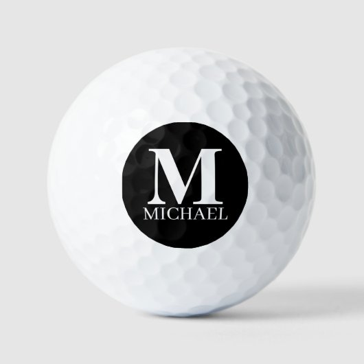 Zwart-wit, persoonlijk ingesteld monogram golfballen (Voorkant)