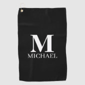 Zwart-wit, persoonlijk ingesteld monogram golfhanddoek (Voorkant)