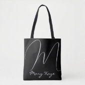 Zwart-wit, persoonlijk ingesteld monogram tote bag (Voorkant)