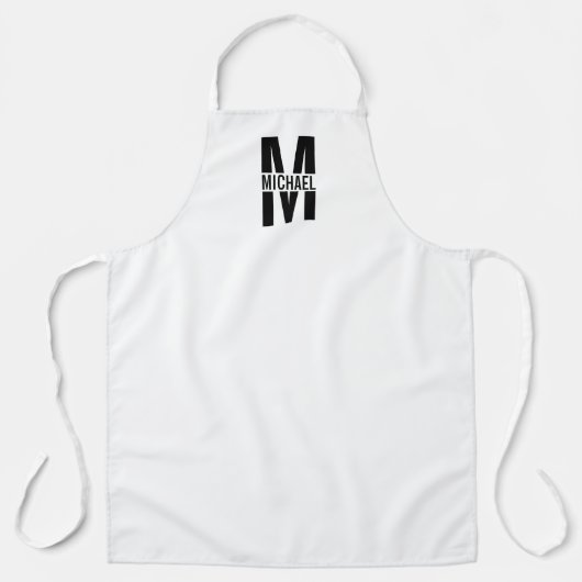 Zwart-wit, persoonlijk monogram en naam apr schort (Voorkant)