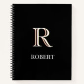 Zwart-wit, persoonlijk monogram en naam notitieboek (Voorkant)