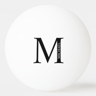 Zwart-wit, persoonlijk monogram en naam pingpongbal