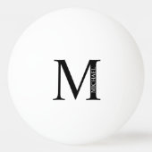 Zwart-wit, persoonlijk monogram en naam pingpongbal (Achterkant)
