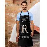 Zwart-wit, persoonlijk monogram en naam schort<br><div class="desc">Dit unieke schort voor de ontwerper van je chef-kok heeft een drie kleurenmonogram — kijk goed en je ziet het zelf. Dit wordt geplaatst tegen een zwarte achtergrond. Om het even welke ontwerpvragen,  verzend enkel een e-mail naar charmdesignstudio@rcn.com en wij zullen opgetogen zijn om bij te staan.</div>