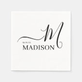 Zwart-wit, persoonlijk monogram en naam servet (Voorkant)