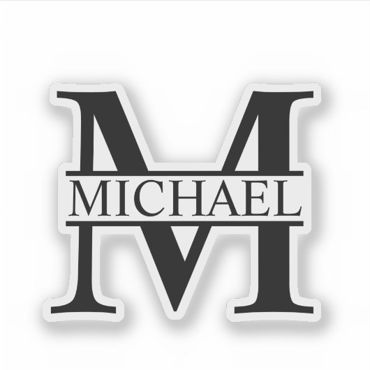 Zwart-wit, persoonlijk monogram en naam sticker (Voorkant)