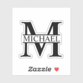 Zwart-wit, persoonlijk monogram en naam sticker (Vel)
