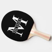 Zwart-wit, persoonlijk monogram en naam tafeltennisbatje (Zijkant)